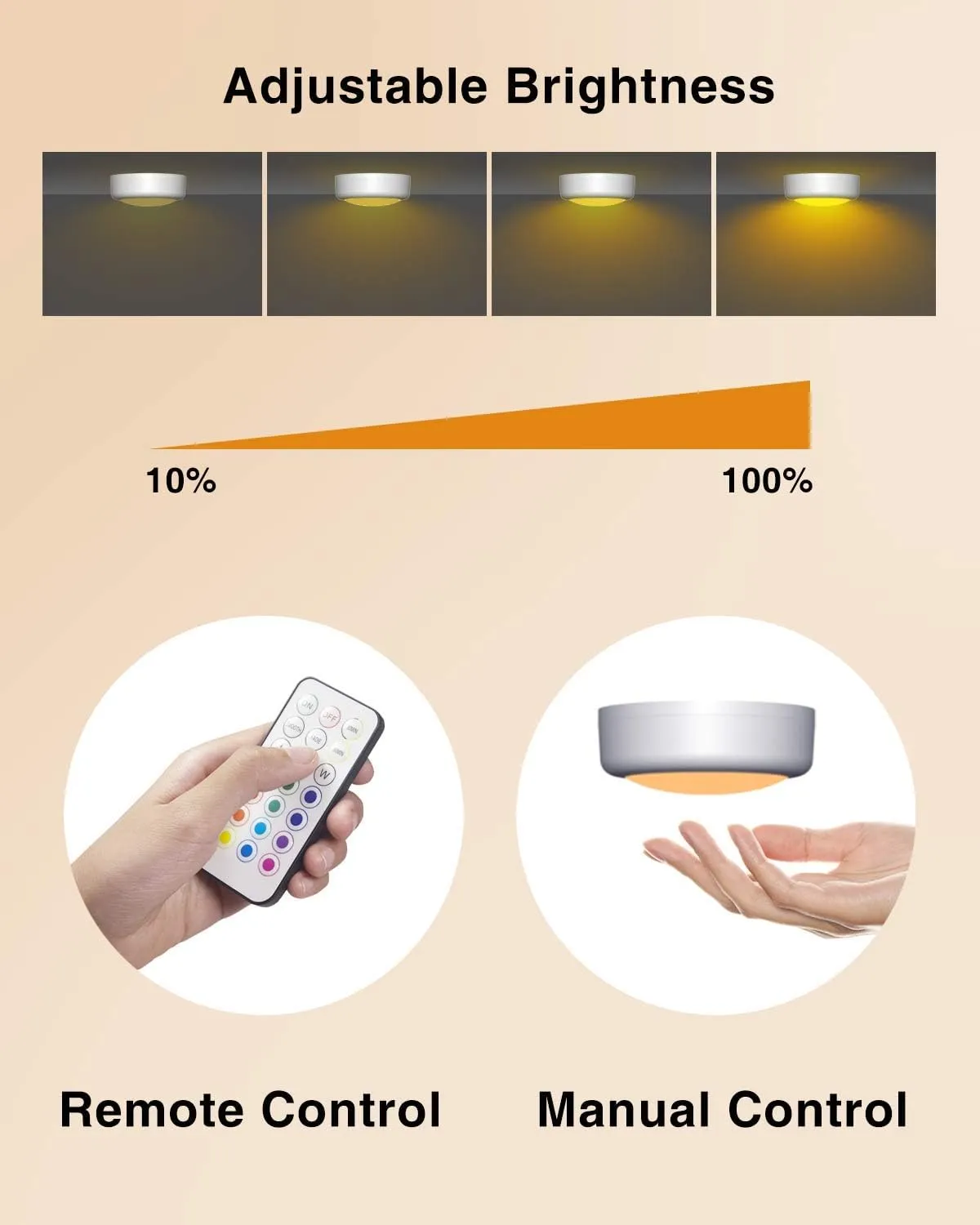 Puck Lights with Remote Control Battery Operated LED Push Lights Wireless, 13 Color RGB - for Closet, Bedroom Wall, Under Cabinet, Battery Powered Ambient Lighting. Convenient 3M Stick On, Black 6Pcs