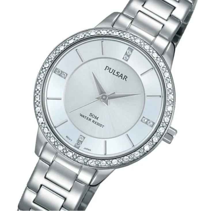 Pulsar Crystal Encrusted Stainless Steel Ladies Watch -  PH8213X