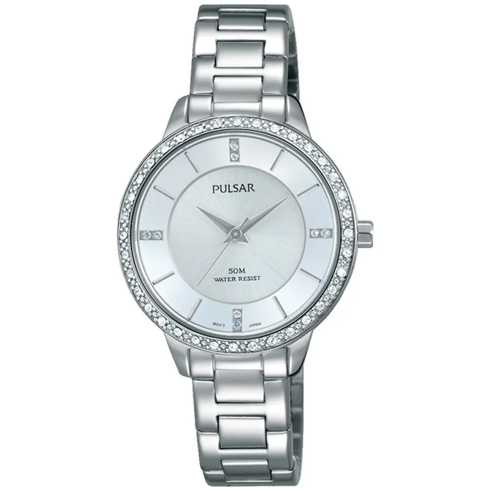 Pulsar Crystal Encrusted Stainless Steel Ladies Watch -  PH8213X
