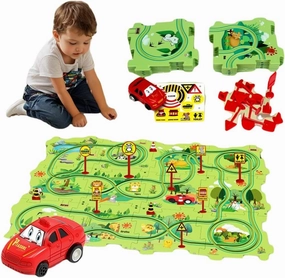 Puzzle Racer Kids Car Track Set - Toys for Ages 3 4 5 6 Toys Animals Jigsaw Puzzle Track Car PlaySet for Children's Educational Learning Toy Christmas Brithday Gifts（Zoon）