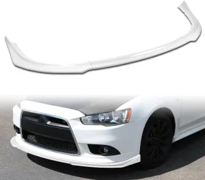 Q1-TECH, Front Bumper Lip fit for Compatible with 2009-2015 Mitsubishi Lancer Ralliart / 2012-2015 Mitsubishi Lancer GT/GTS, Front Lip Spoiler Air Chin Splitter, RA-Style (Glossy White)