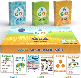 QnA ESL Card Game for Learning English. 3 Level Box Set. Practice English Conversation Through Play!