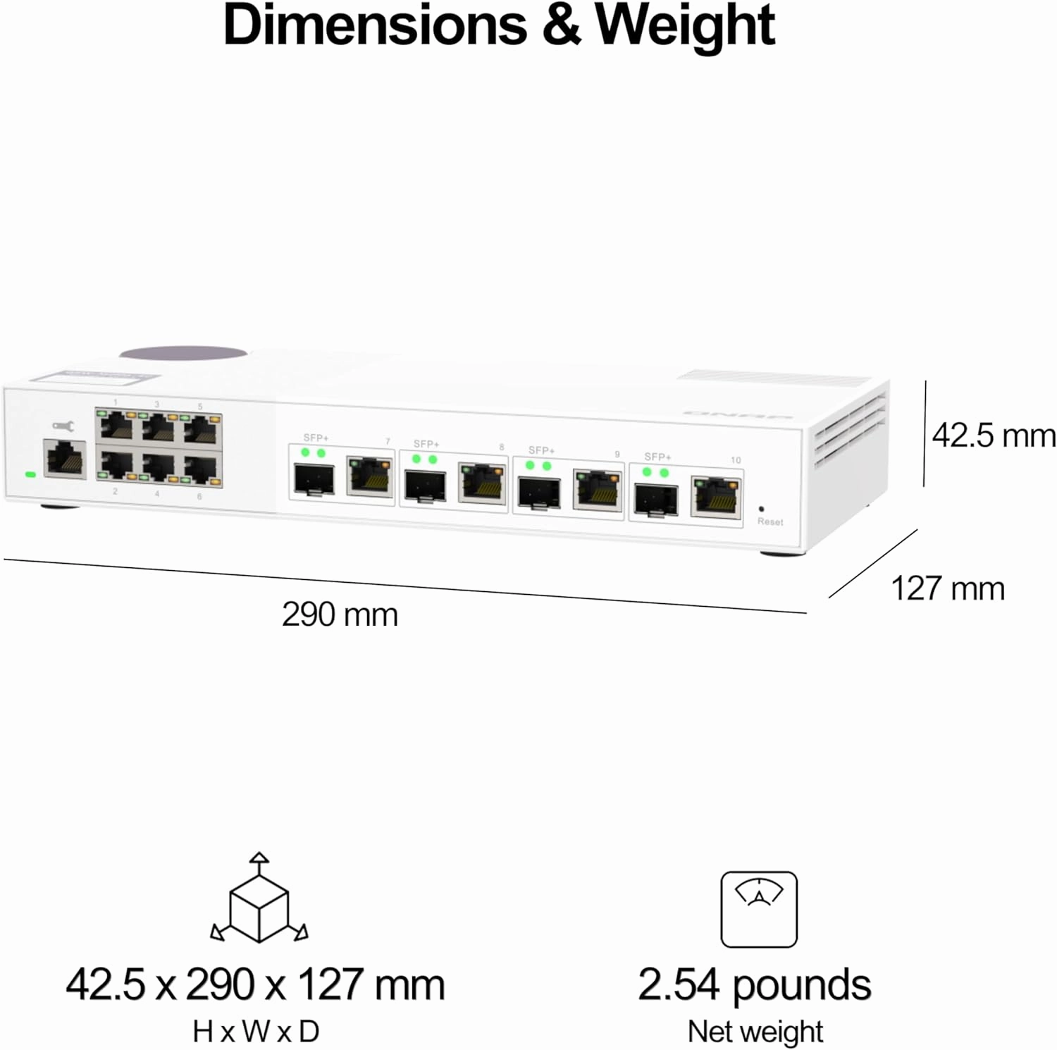 QNAP 10-Port 10GbE Layer 2 Managed Switch with 4 x 10GbE SFP /RJ45 Combo and 6 x 2.5GbE RJ45 Ports (QSW-M2106-4C-US)