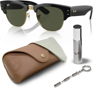 Ray-Ban RB0316S MEGA CLUBMASTER Square Shape Sunglasses With Eyewear Kit Bundle - Adjustable Nose Pads - Square Sunglasses