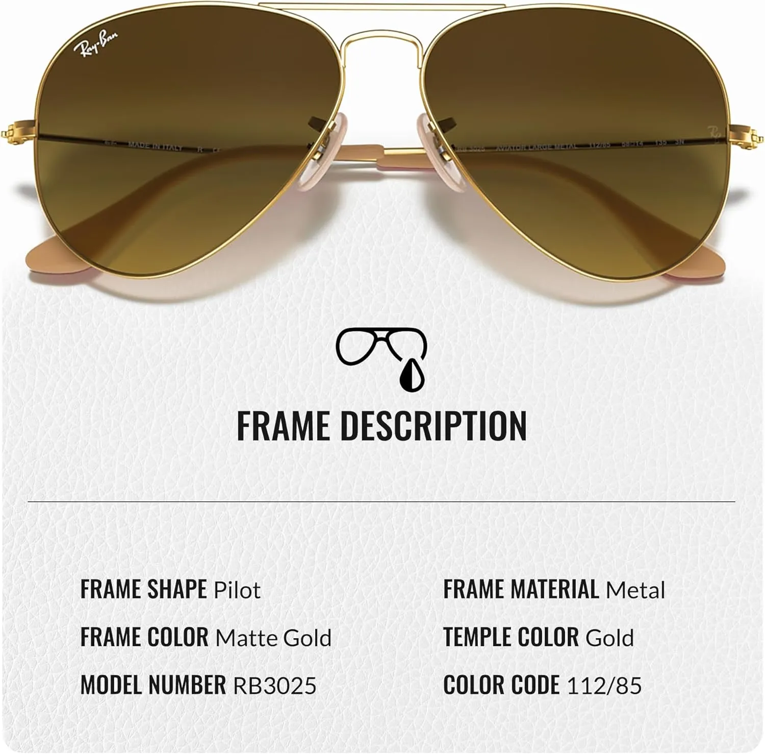 Ray-Ban RB3025 Classic Aviator Shape Sunglasses With Eyewear Kit Bundle - Adjustable Nose Pads - Retro Sunglasses