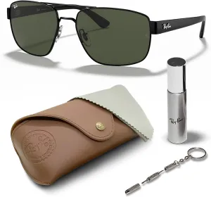 Ray-Ban RB3663 Square Shape Sunglasses With Eyewear Kit Bundle - Adjustable Nose Pads - Square Sunglasses