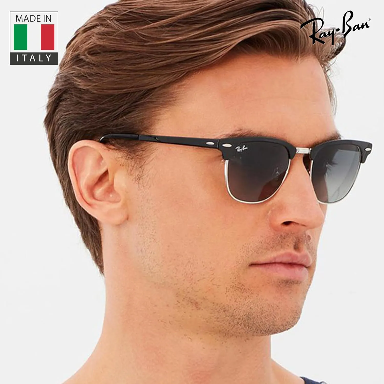 Ray-Ban RB3716 CLUBMASTER Metal Square Shape Sunglasses With Eyewear Kit Bundle - Adjustable Nose Pads - Square Sunglasses