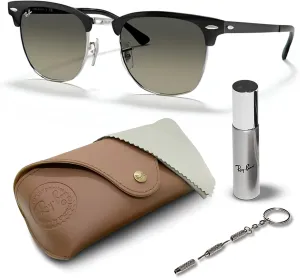 Ray-Ban RB3716 CLUBMASTER Metal Square Shape Sunglasses With Eyewear Kit Bundle - Adjustable Nose Pads - Square Sunglasses