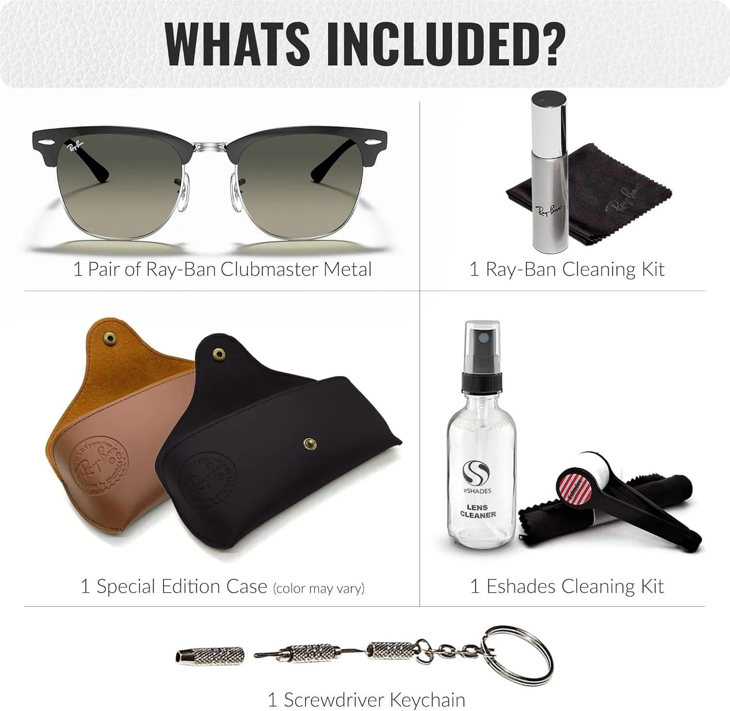 Ray-Ban RB3716 CLUBMASTER Metal Square Shape Sunglasses With Eyewear Kit Bundle - Adjustable Nose Pads - Square Sunglasses