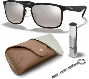 Ray-Ban RB4264 CHROMANCE Square Shape Sunglasses With Eyewear Kit Bundle - Adjustable Nose Pads - Square Sunglasses