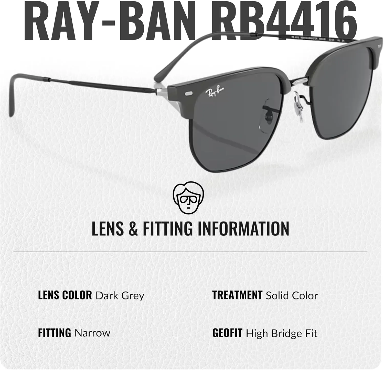 Ray-Ban RB4416 NEW CLUBMASTER Square Shape Sunglasses With Eyewear Kit Bundle - Adjustable Nose Pads