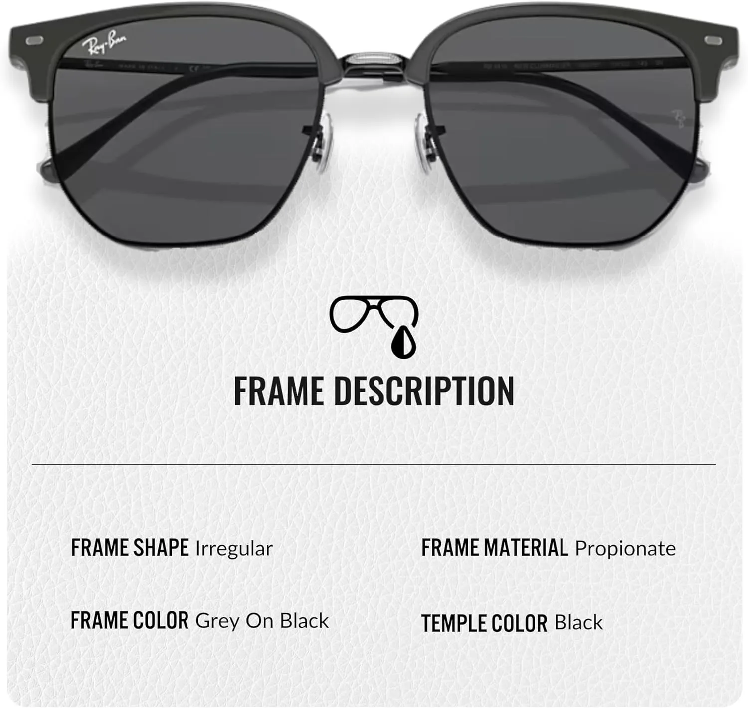 Ray-Ban RB4416 NEW CLUBMASTER Square Shape Sunglasses With Eyewear Kit Bundle - Adjustable Nose Pads