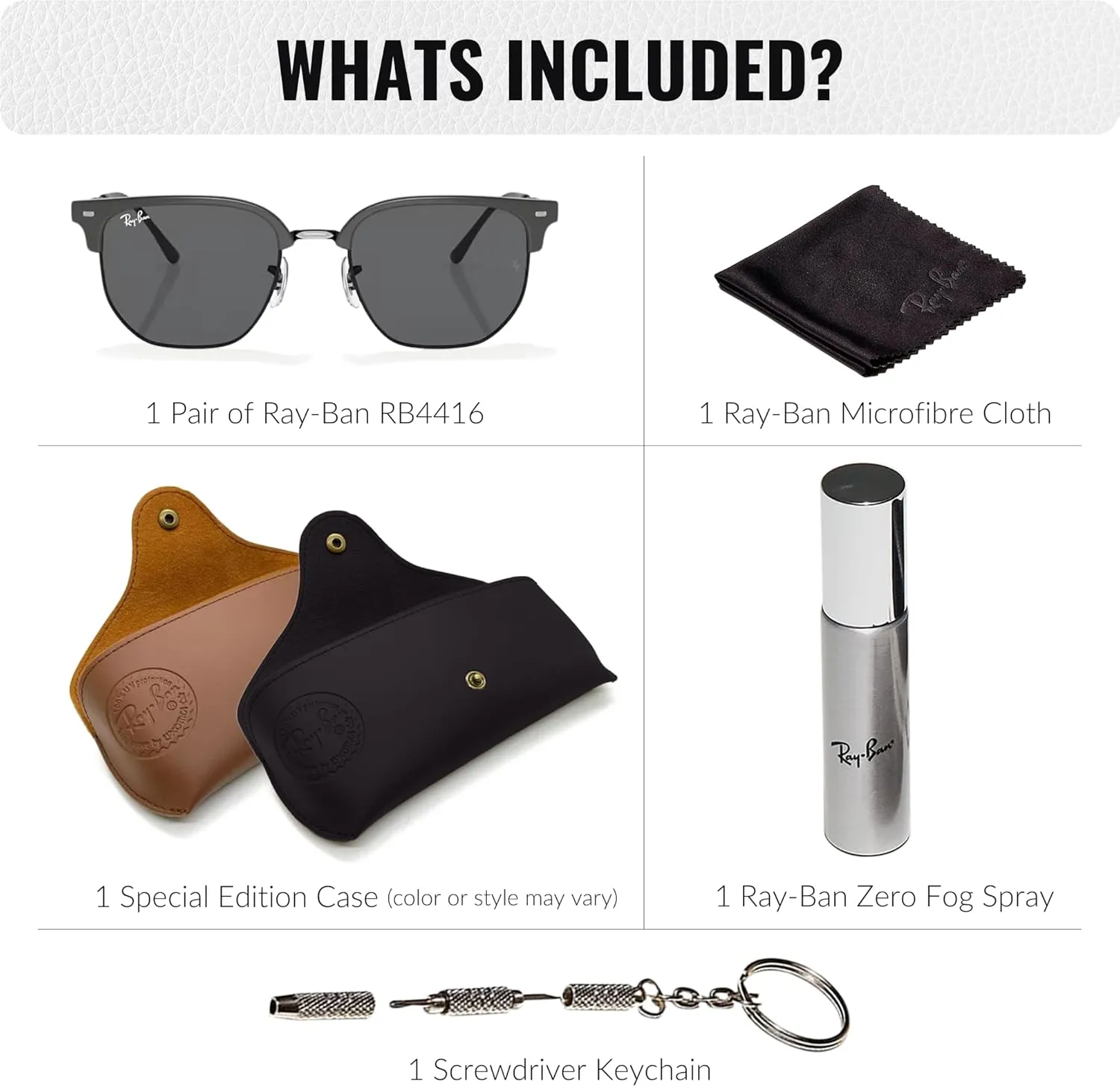 Ray-Ban RB4416 NEW CLUBMASTER Square Shape Sunglasses With Eyewear Kit Bundle - Adjustable Nose Pads