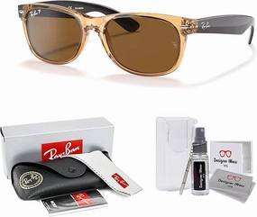 Ray-Ban RB2132 POLARIZED NEW WAYFARER Square Sunglasses For Men For Women   BUNDLE with Designer iWear Eyewear Care Kit
