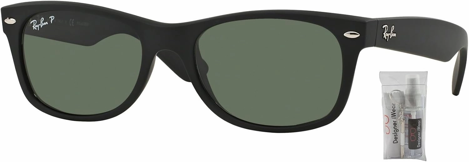 Ray-Ban RB2132 POLARIZED NEW WAYFARER Square Sunglasses For Men For Women   BUNDLE with Designer iWear Eyewear Care Kit