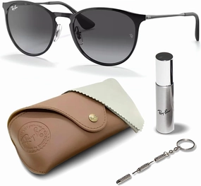 Ray-Ban RB3539 ERIKA Metal Polarized Phantos Shape Sunglasses With Eyewear Kit Bundle - Adjustable Nose Pads - Ideal Formal and Casual Wear Retro Sunglasses