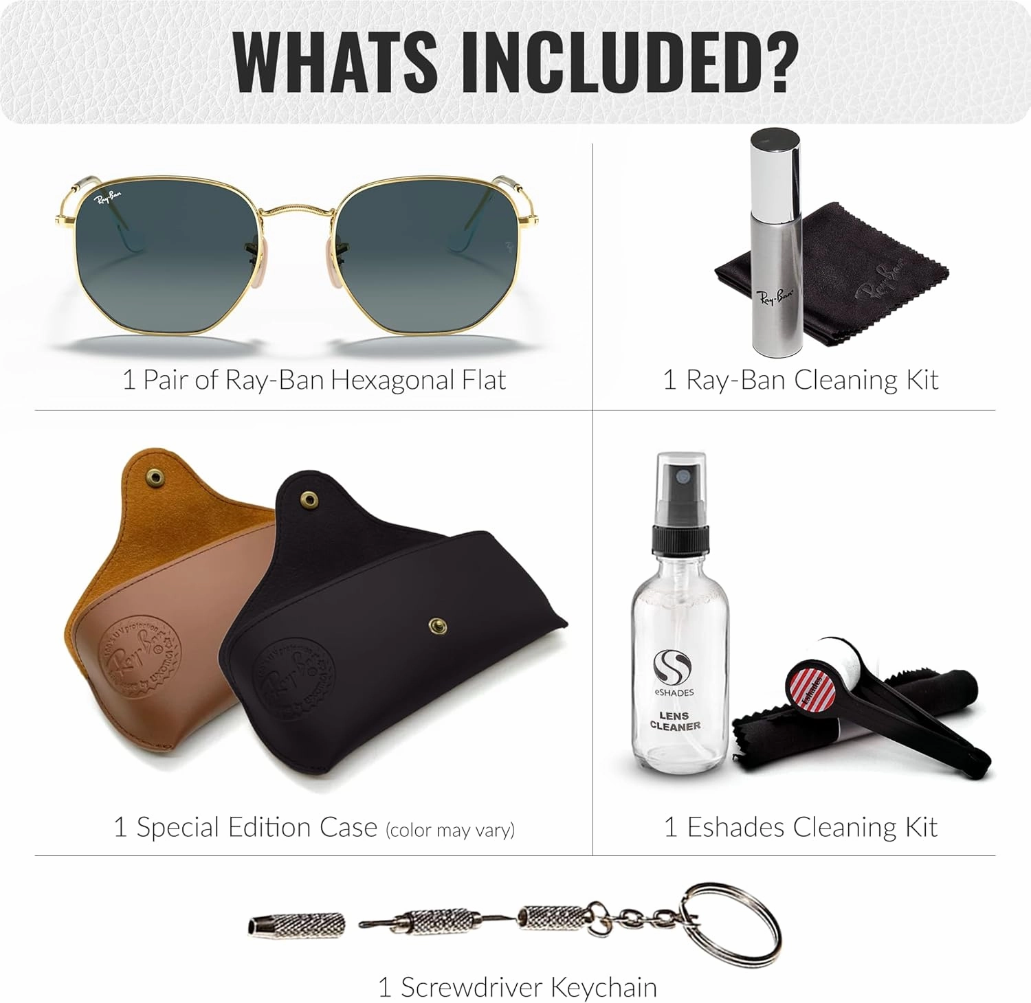 Ray-Ban RB3548N Hexagonal Flat Lenses Sunglasses With Eyewear Kit Bundle - Adjustable Nose Pads - Retro Sunglasses