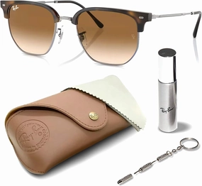 Ray-Ban RB4416 NEW CLUBMASTER Square Shape Sunglasses With Eyewear Kit Bundle - Adjustable Nose Pads
