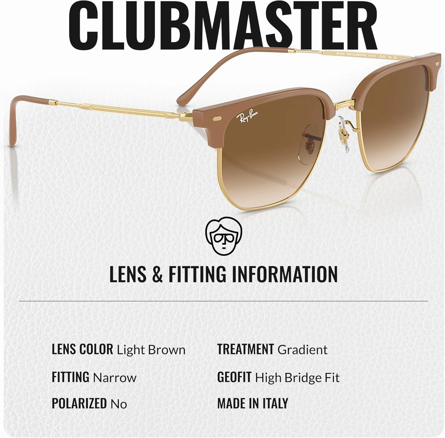Ray-Ban RB4416 NEW CLUBMASTER Square Shape Sunglasses With Eyewear Kit Bundle - Adjustable Nose Pads