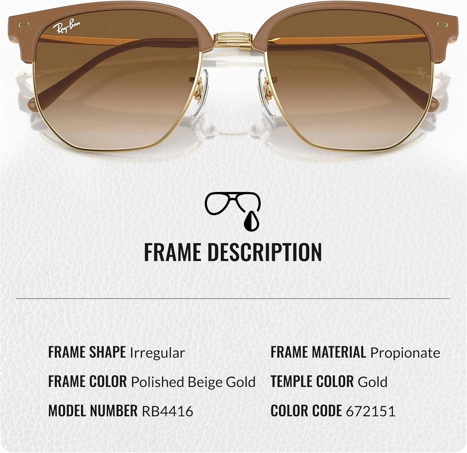 Ray-Ban RB4416 NEW CLUBMASTER Square Shape Sunglasses With Eyewear Kit Bundle - Adjustable Nose Pads