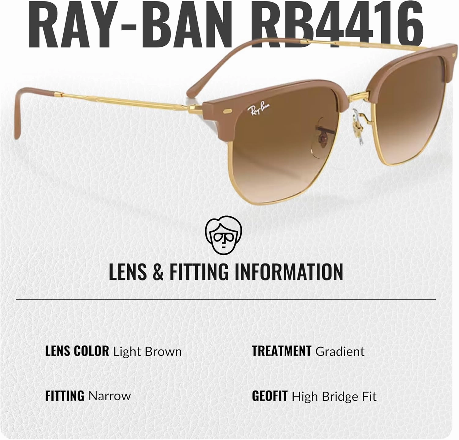 Ray-Ban RB4416 NEW CLUBMASTER Square Shape Sunglasses With Eyewear Kit Bundle - Adjustable Nose Pads
