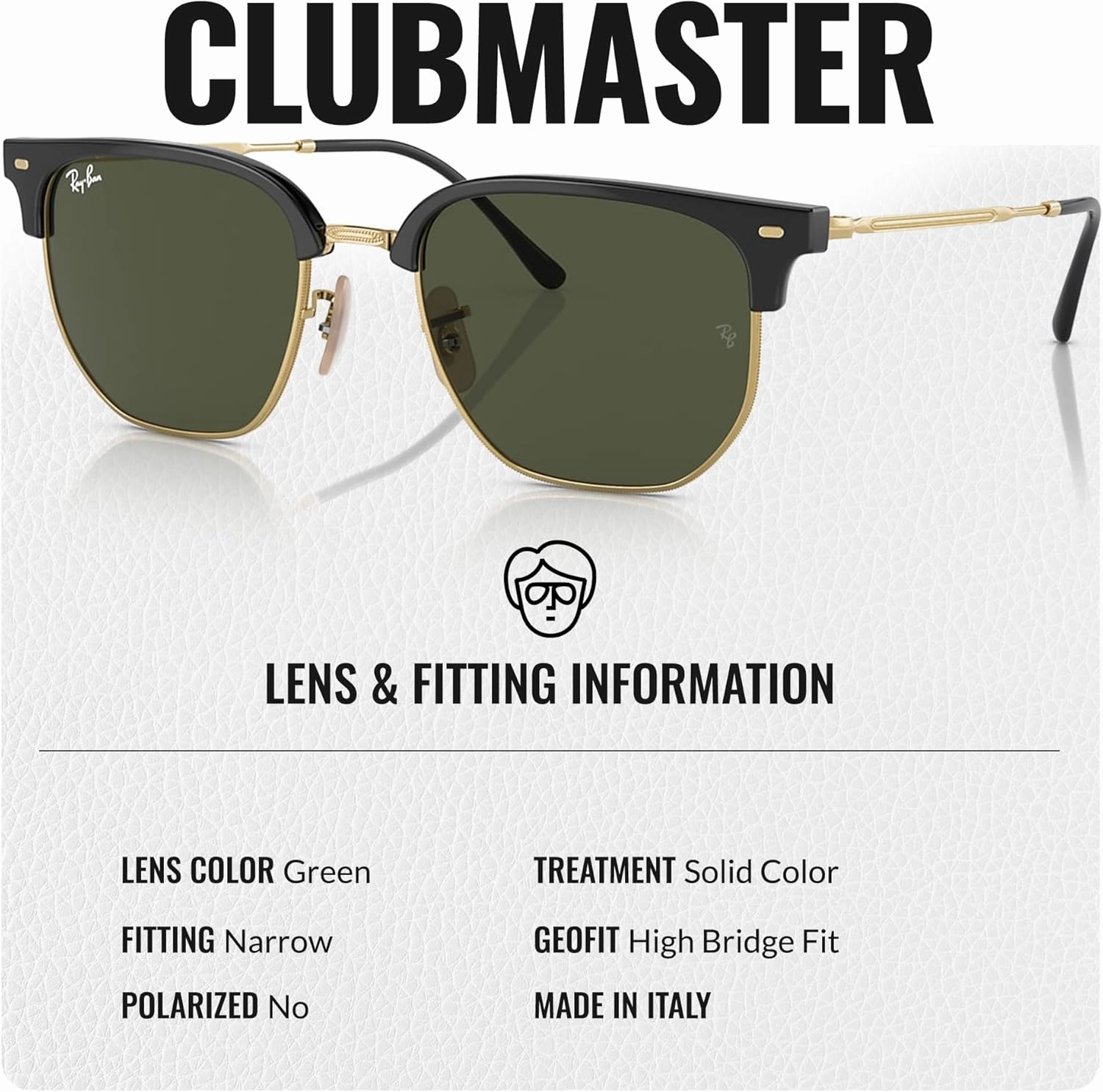 Ray-Ban RB4416 NEW CLUBMASTER Square Shape Sunglasses With Eyewear Kit Bundle - Adjustable Nose Pads