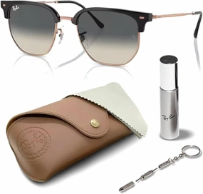 Ray-Ban RB4416 NEW CLUBMASTER Square Shape Sunglasses With Eyewear Kit Bundle - Adjustable Nose Pads