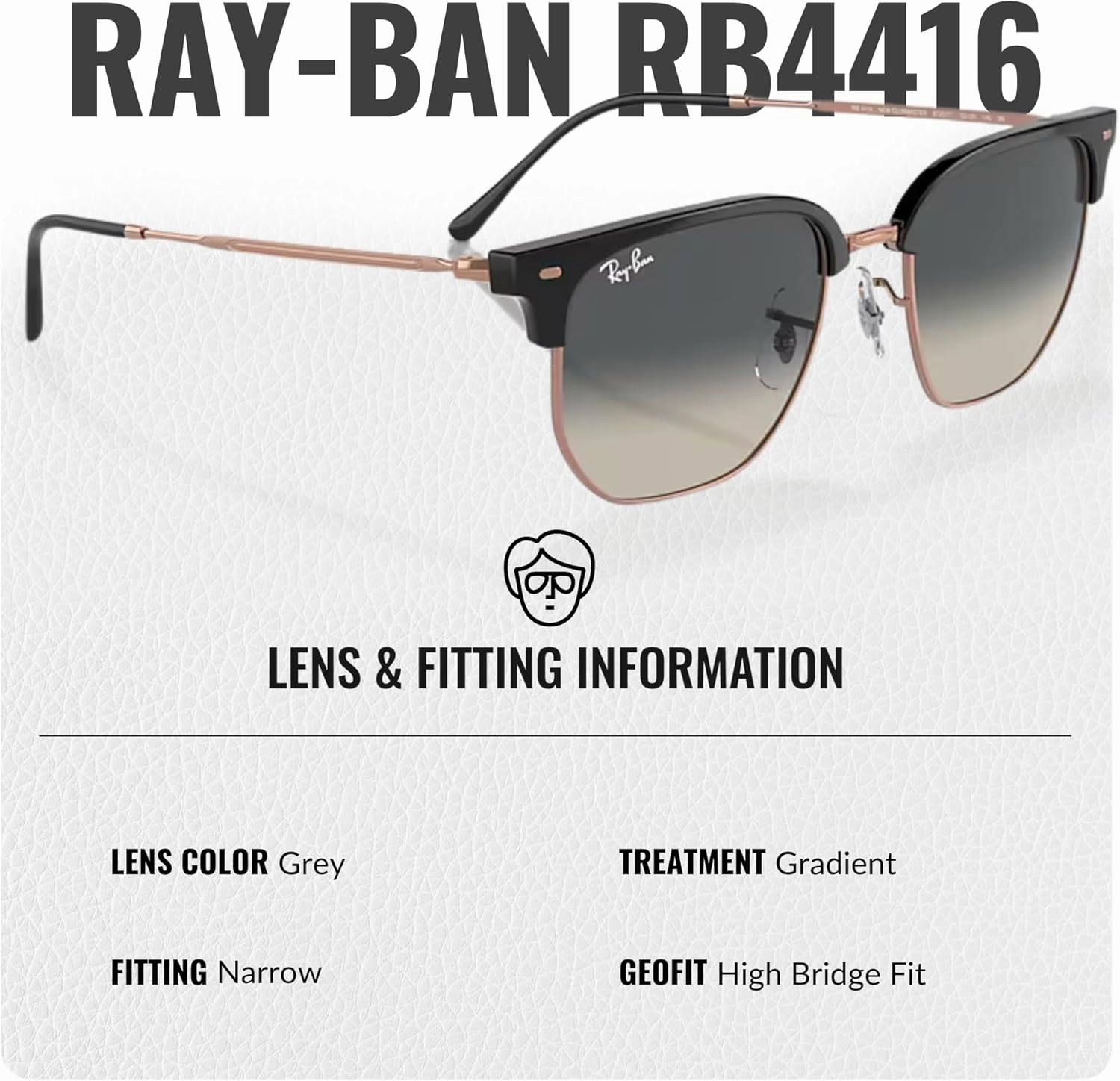 Ray-Ban RB4416 NEW CLUBMASTER Square Shape Sunglasses With Eyewear Kit Bundle - Adjustable Nose Pads