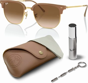 Ray-Ban RB4416 NEW CLUBMASTER Square Shape Sunglasses With Eyewear Kit Bundle - Adjustable Nose Pads