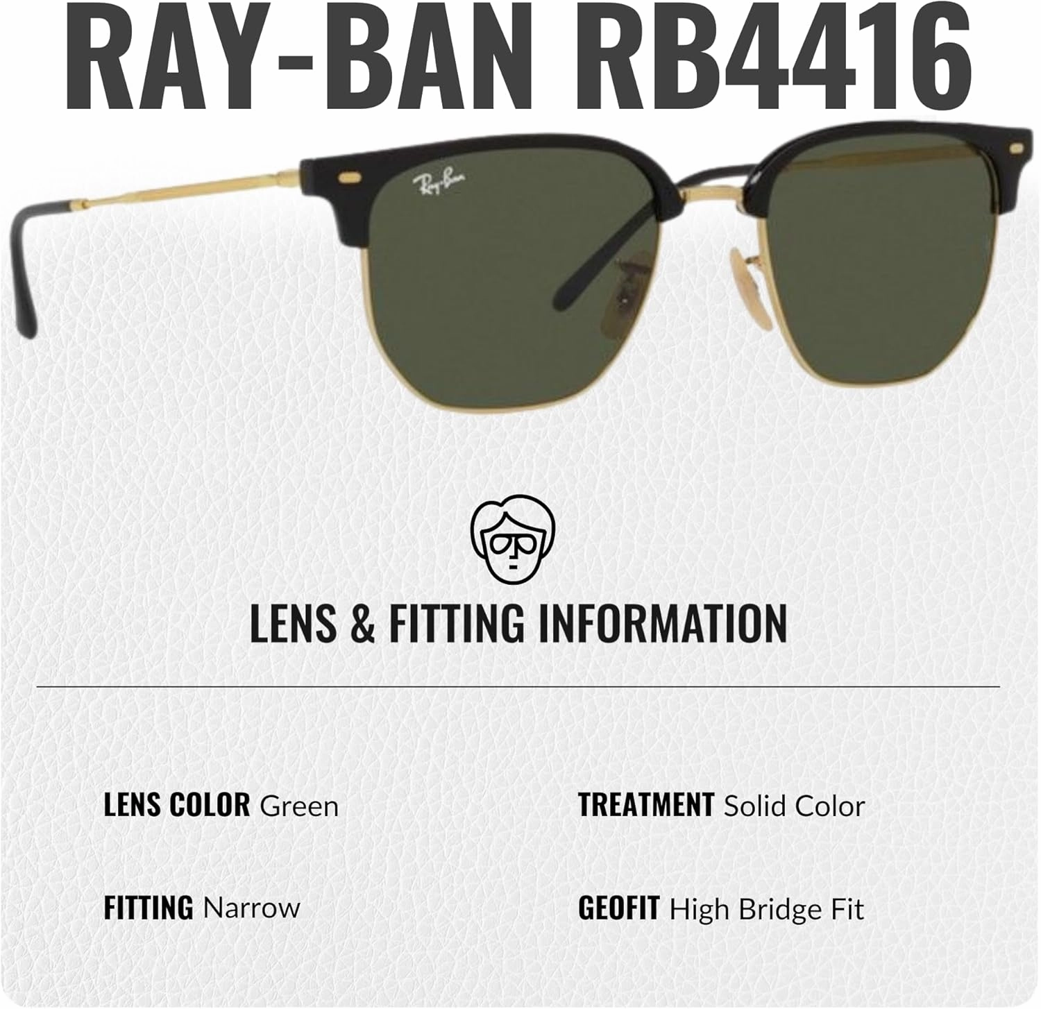 Ray-Ban RB4416 NEW CLUBMASTER Square Shape Sunglasses With Eyewear Kit Bundle - Adjustable Nose Pads