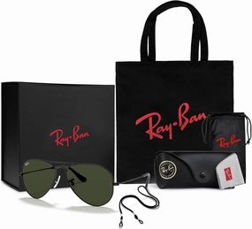 Ray-Ban Sunglasses - Luxury Gift Set: Includes Sunglasses, Tote, Microfiber Bag, Leash in Box Ideal for Gifting