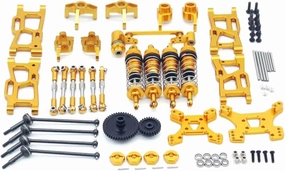RC Car Accessories Compatible with Wltoys 144010 144002 144001 124017 124019 Remote Control Car Metal Replacement Accessories Modification Kit(Yellow)