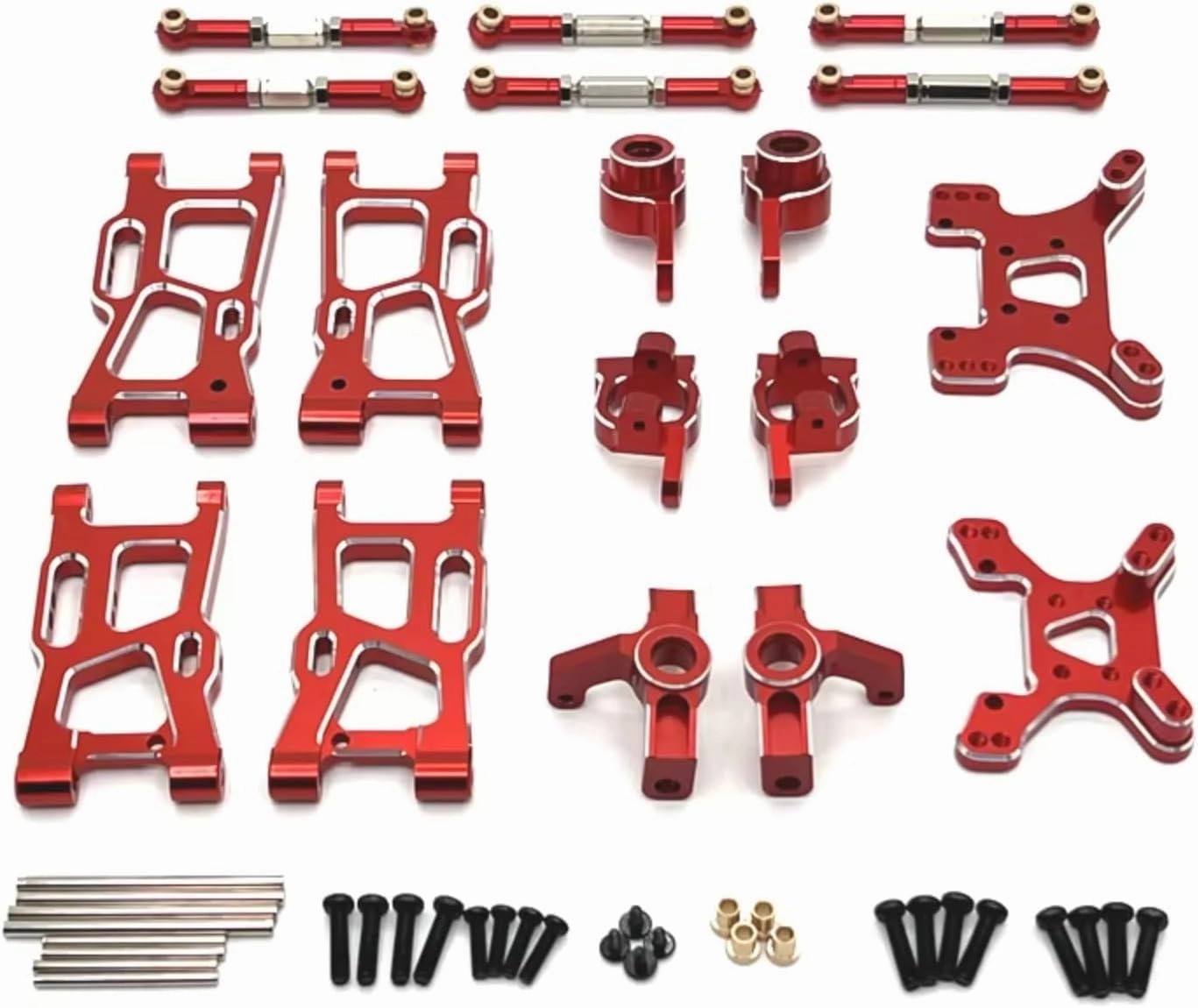 RC Car DIY Parts for WLtoys for Corolla 124008 124016-17-18-19 1/14 144001-02-10 1/12 Metal Upgrade Kit Remote Control Crawler Vehicle Upgrade Parts(Red)