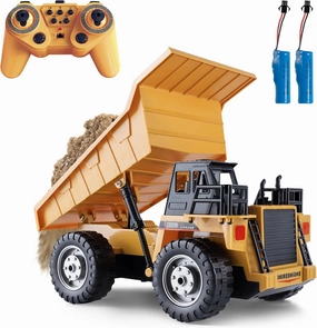 RC Dump Truck Toys for Boys, 11 Channel Remote Control Dump Truck, RC Construction Vehicles with Sound and Light, Perfect Dump Truck Set Toy for Boys 6 7 8 9 10 11 12