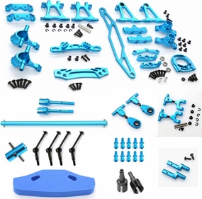 RC TT-02 Full Set Upgrade Kit Aluminum Drive Shaft Swing Arm Steering Cup CVD Bumper Motor Base Suspension Arms For Tamiya TT02 Upgrade Part 1/10 On Road Touring Rally Racing Car (Blue 21PCS)