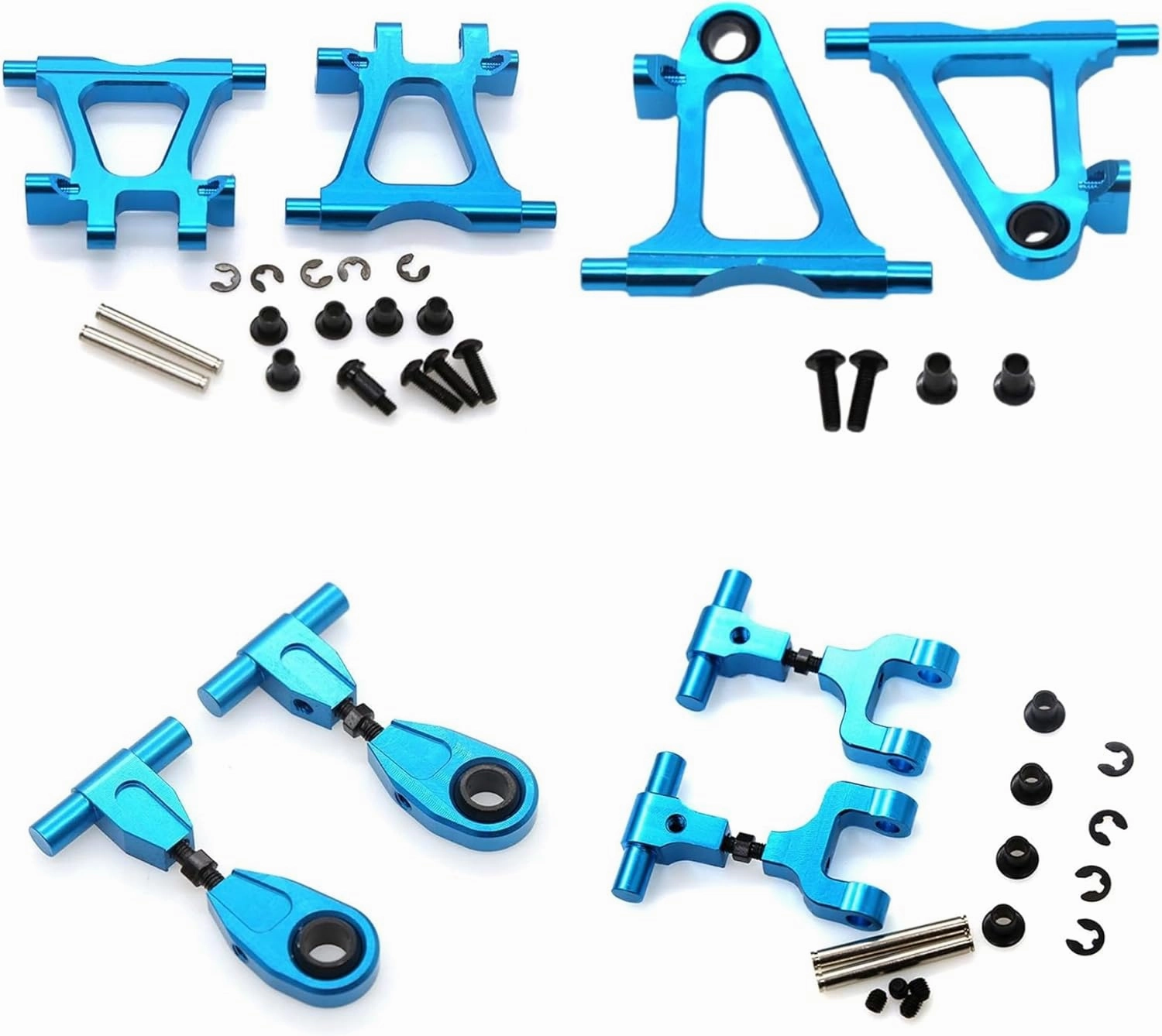RC TT-02 Full Set Upgrade Kit Aluminum Drive Shaft Swing Arm Steering Cup CVD Bumper Motor Base Suspension Arms For Tamiya TT02 Upgrade Part 1/10 On Road Touring Rally Racing Car (Blue 21PCS)