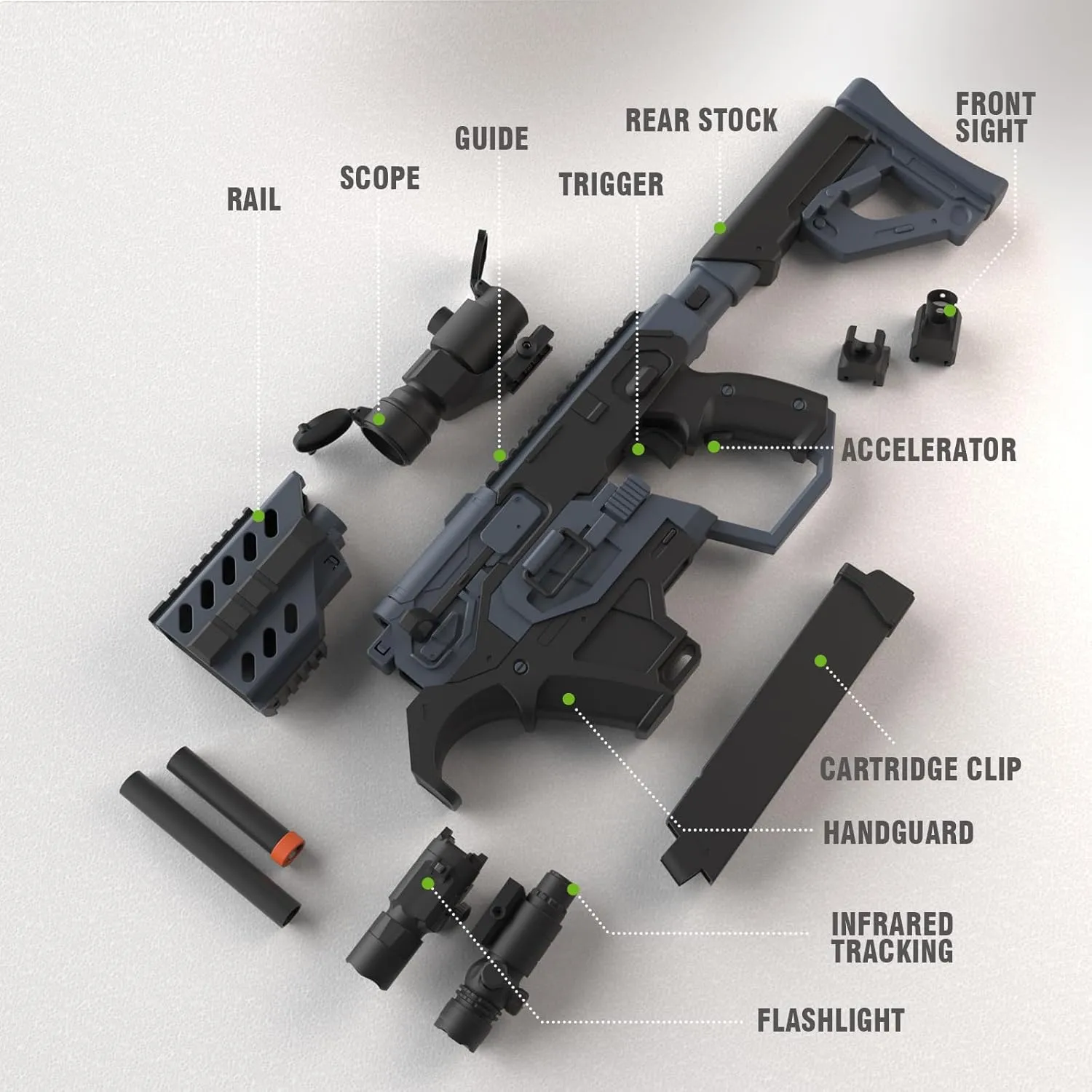 Realistic Toy Foam Blaster Guns Automatic Vest Toy Foam Blaster with 120 Darts and Flashlight The Outdoor Activity Game Gifts for Adults Kids Birthday Xmas Gun