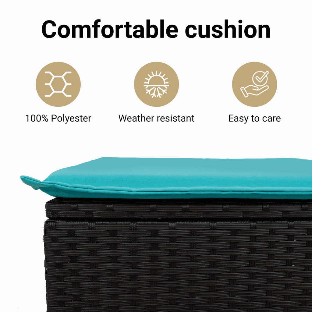 Reclining Patio Bench with Cushions Seating Poly Rattan Brown/Gray/Black