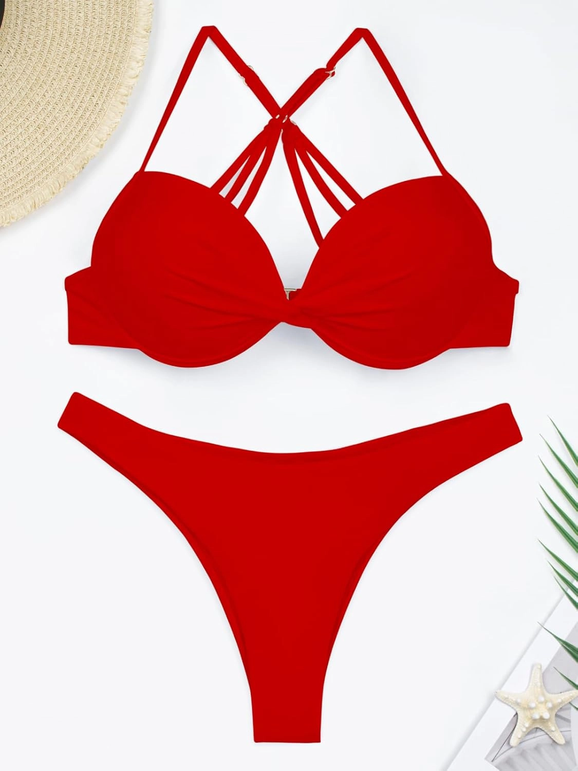 RELLECIGA Women's Push Up Underwire Bikini Set Brazilian Low Rise Bathing Suit