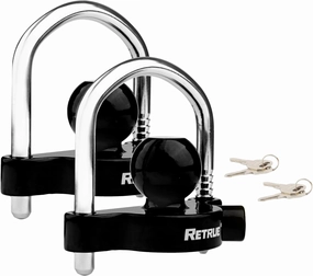 RETRUE Universal Coupler Lock Trailer Locks Ball Hitch Trailer Hitch Lock Adjustable Security Heavy-Duty Steel fits 1-7/8 Inch, 2 Inch, 2-5/16 Inch Couplers, Black (Pack of 2)