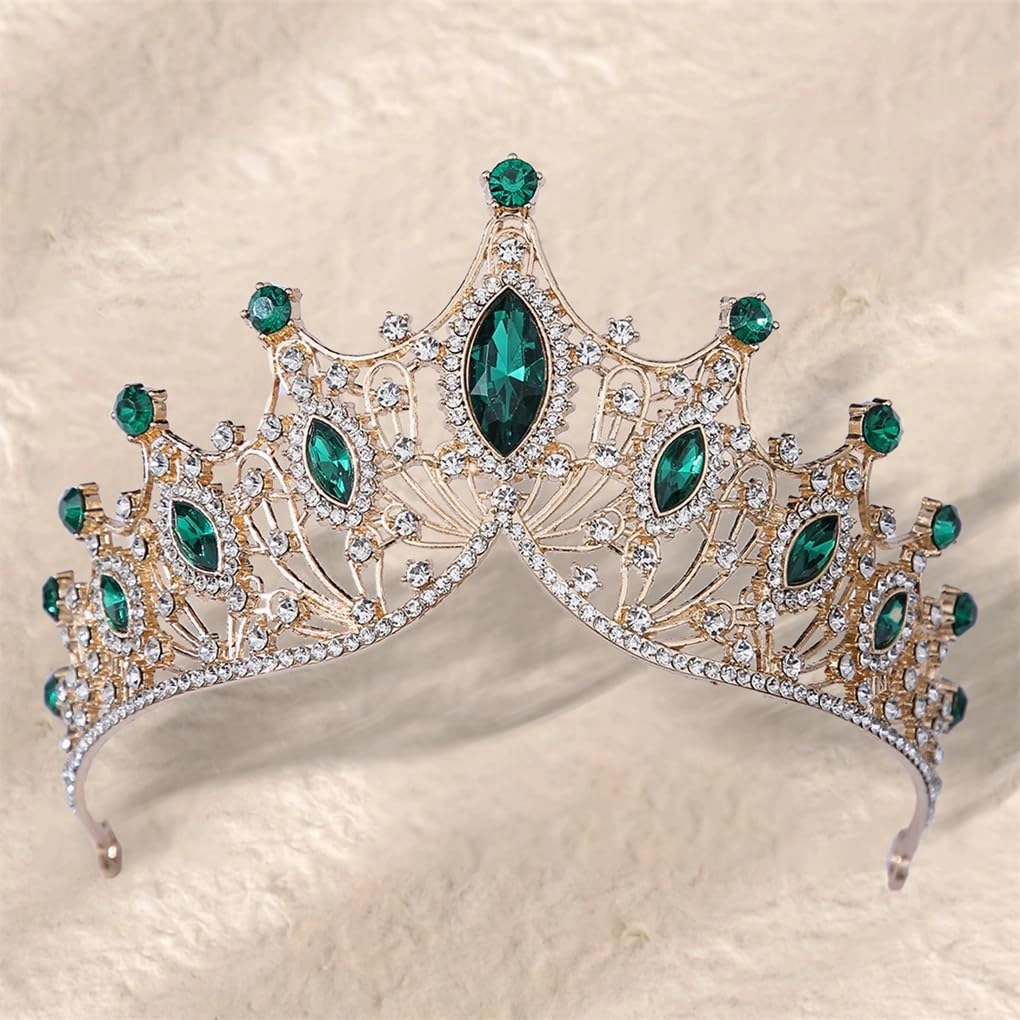 Rfmfkkg Women Vintage Golden Bridal Crown Wedding Ball Tiara Accessories Birthday Pageant Headdress Golden Bright Red