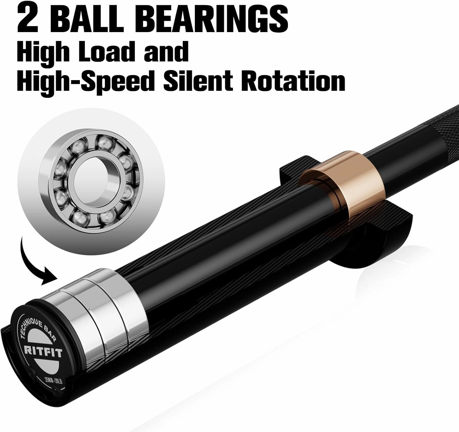 RITFIT Olympic Barbell 4ft/4.8ft/6ft - 2 Inch Weight Bar for Strength Training, Weightlifting, Squat, Deadlift, Bench Press, Curl, Overhead Press - 350lbs/500lbs Capacity