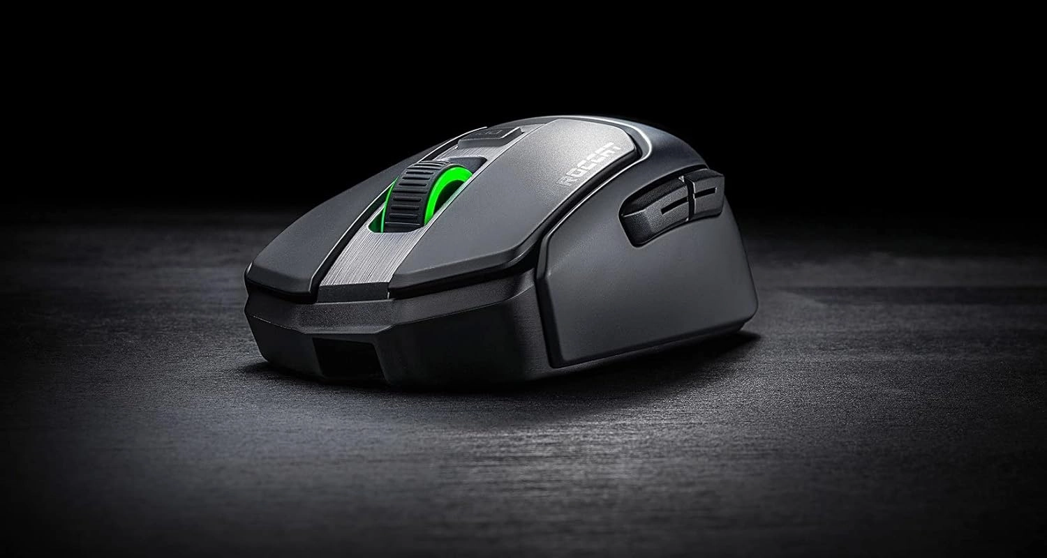 ROCCAT Kain 200 Wireless PC Gaming Mouse, AIMO RGB Backlit Lighting, Owl-Eye Optical Sensor, Ergonomic Mouse Feel, 5 Side Buttons, Adjustable Up to 16,000 DPI, Up to 50 Hour Battery Life, Black
