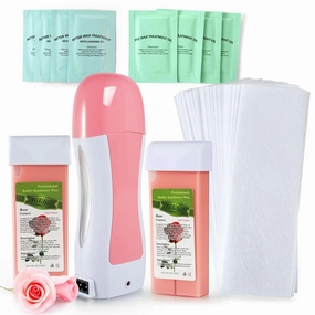 Roll on Wax Warmer Kit Wax Roller Kit for Hair Removal Painless Waxing for Hair Eyebrow Facial Armpit Bikini Brazilian
