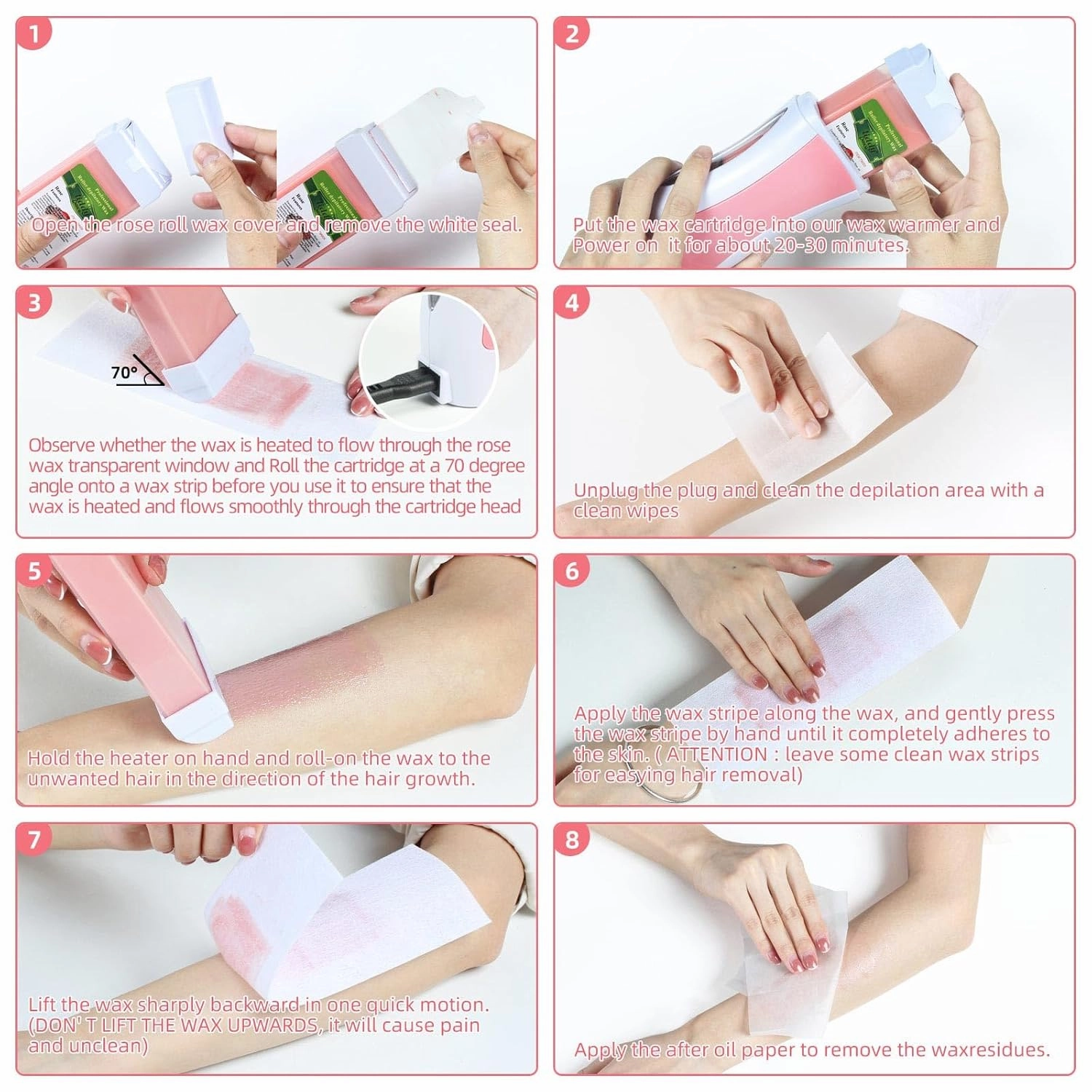 Roll on Wax Warmer Kit Wax Roller Kit for Hair Removal Painless Waxing for Hair Eyebrow Facial Armpit Bikini Brazilian