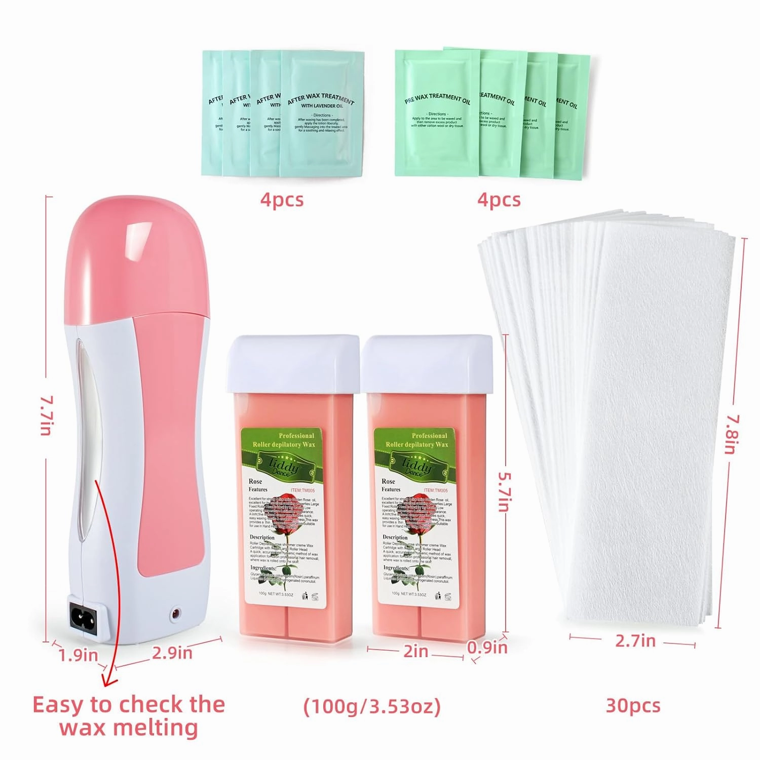 Roll on Wax Warmer Kit Wax Roller Kit for Hair Removal Painless Waxing for Hair Eyebrow Facial Armpit Bikini Brazilian