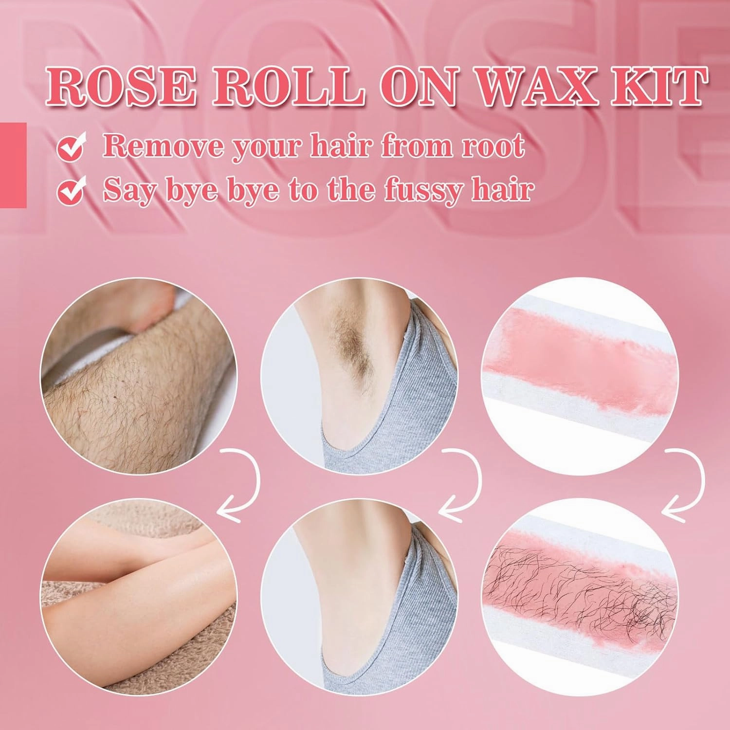 Roll on Wax Warmer Kit Wax Roller Kit for Hair Removal Painless Waxing for Hair Eyebrow Facial Armpit Bikini Brazilian