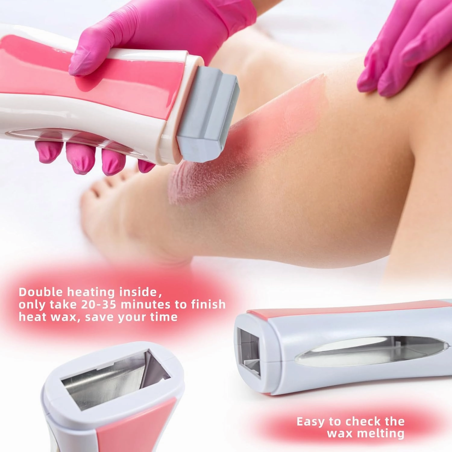 Roll on Wax Warmer Kit Wax Roller Kit for Hair Removal Painless Waxing for Hair Eyebrow Facial Armpit Bikini Brazilian