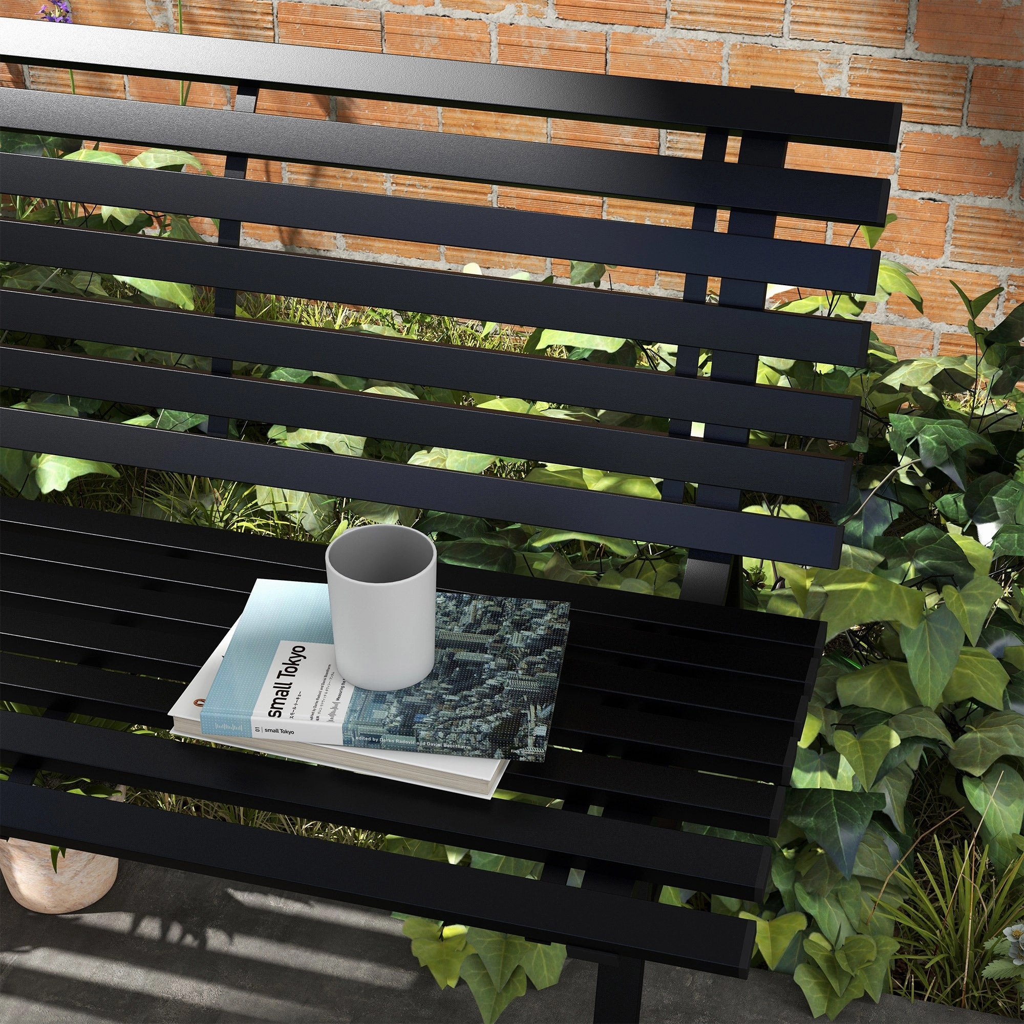 Rootz Garden Bench - Park Bench - Outdoor Seating - Weather-Resistant Aluminum - 123 x 67 x 79 cm - Black