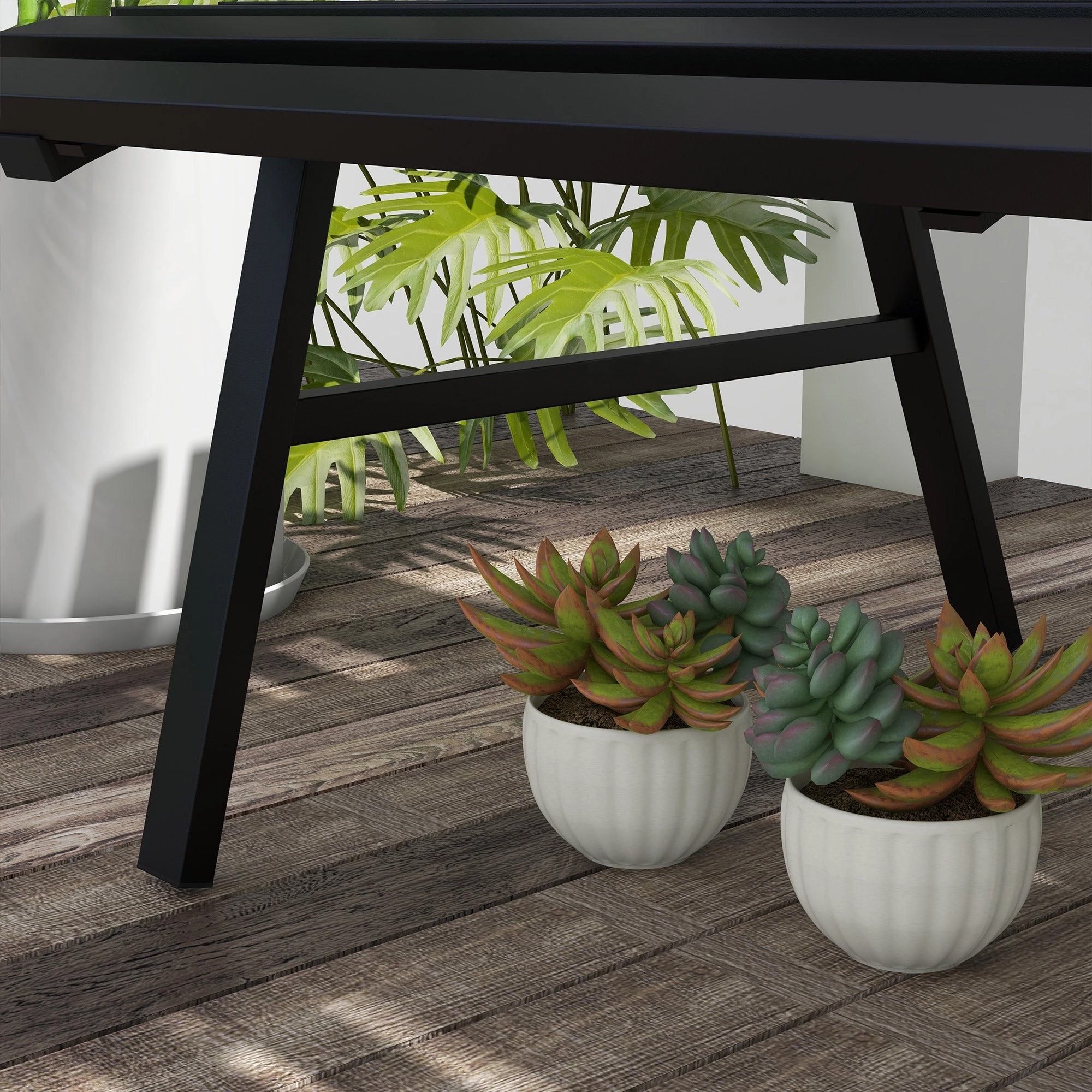 Rootz Garden Bench - Park Bench - Outdoor Seating - Weather-Resistant Aluminum - 123 x 67 x 79 cm - Black